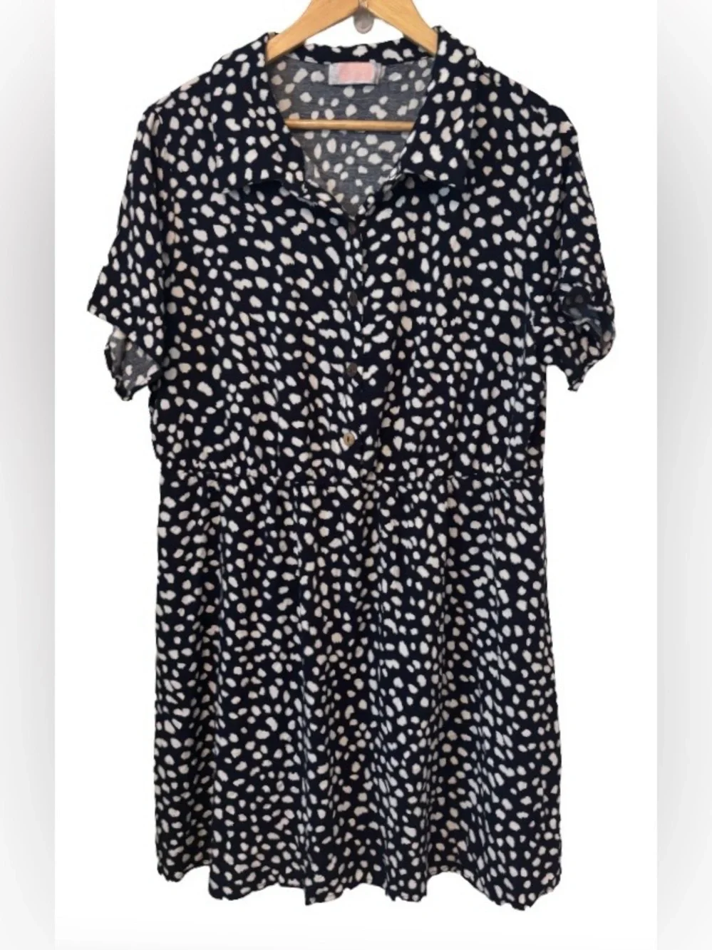 C+D+M nvy & wht polka dt s\s shrtdrss WM 1X preppy comfy casual